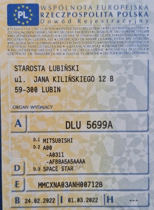 Mitsubishi Space Star cena 39500 przebieg: 25400, rok produkcji 2021 z Legnica małe 67